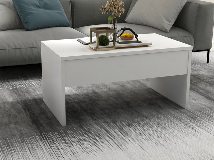 Hanah Home Mesa de Café Akilli - Blanco | Diseño Escandinavo Elegante y Duradero | 90x52x45cm